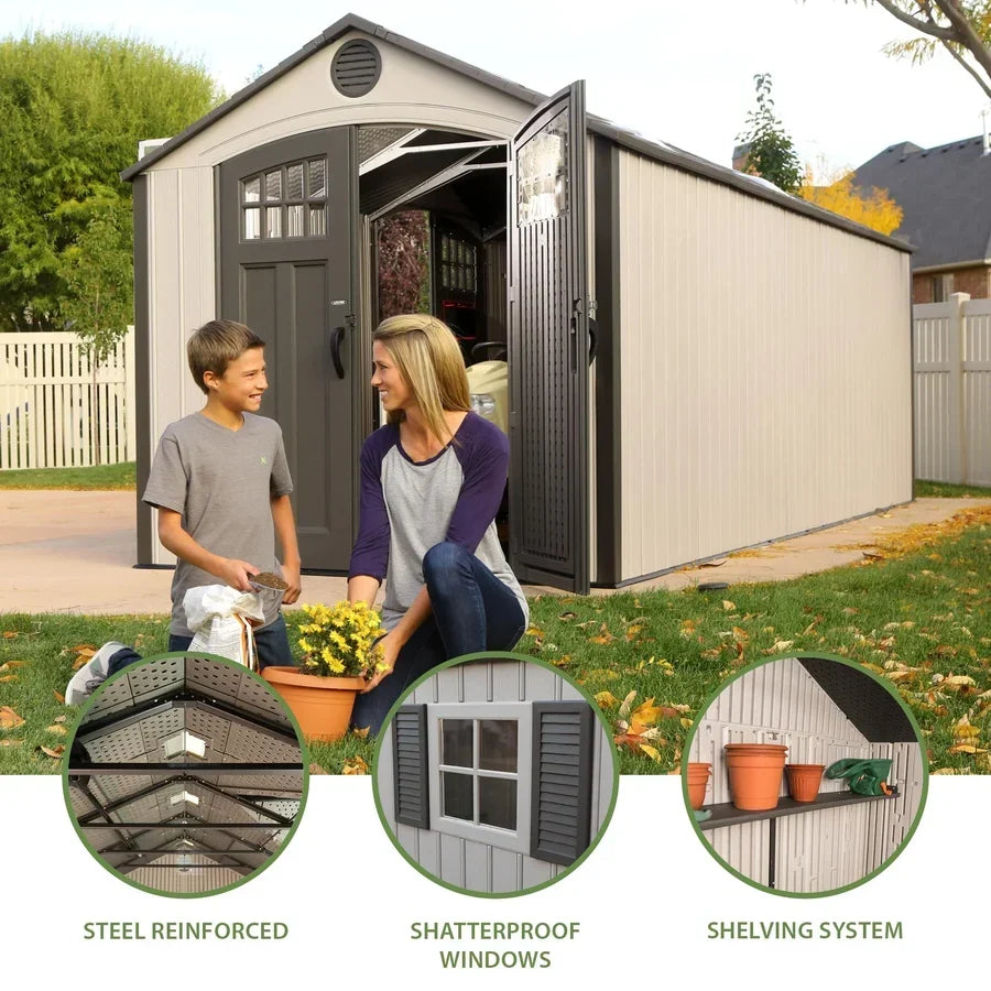 Lifetime 20-Foot x 8-Foot Outdoor Storage Shed 60127 | Heavy-Duty Weather-Resistant Garden & Backyard Storage Building