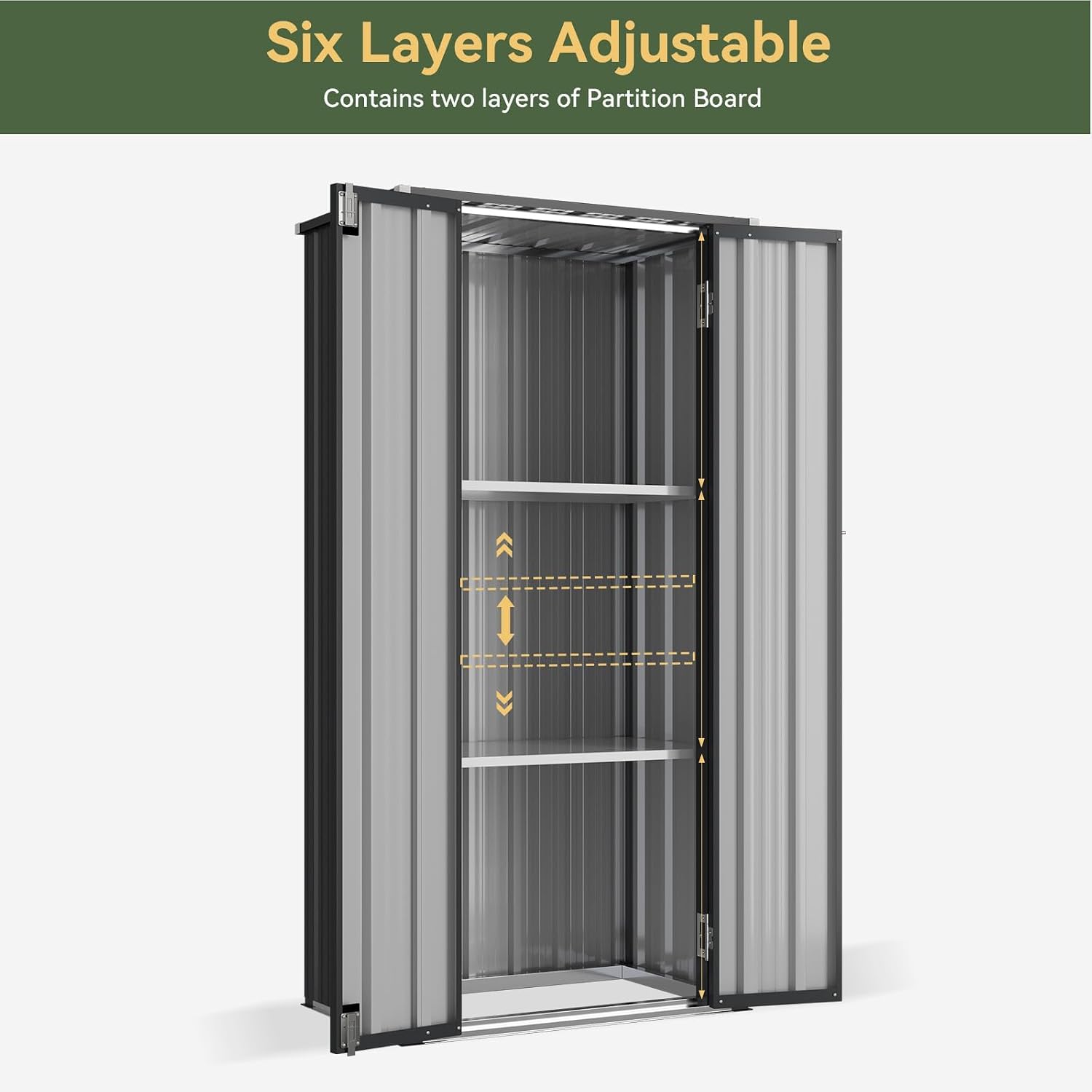 Vertical Garden Storage Shed 29.5 X 17.3 X 68.3 In Black Galvanized Steel