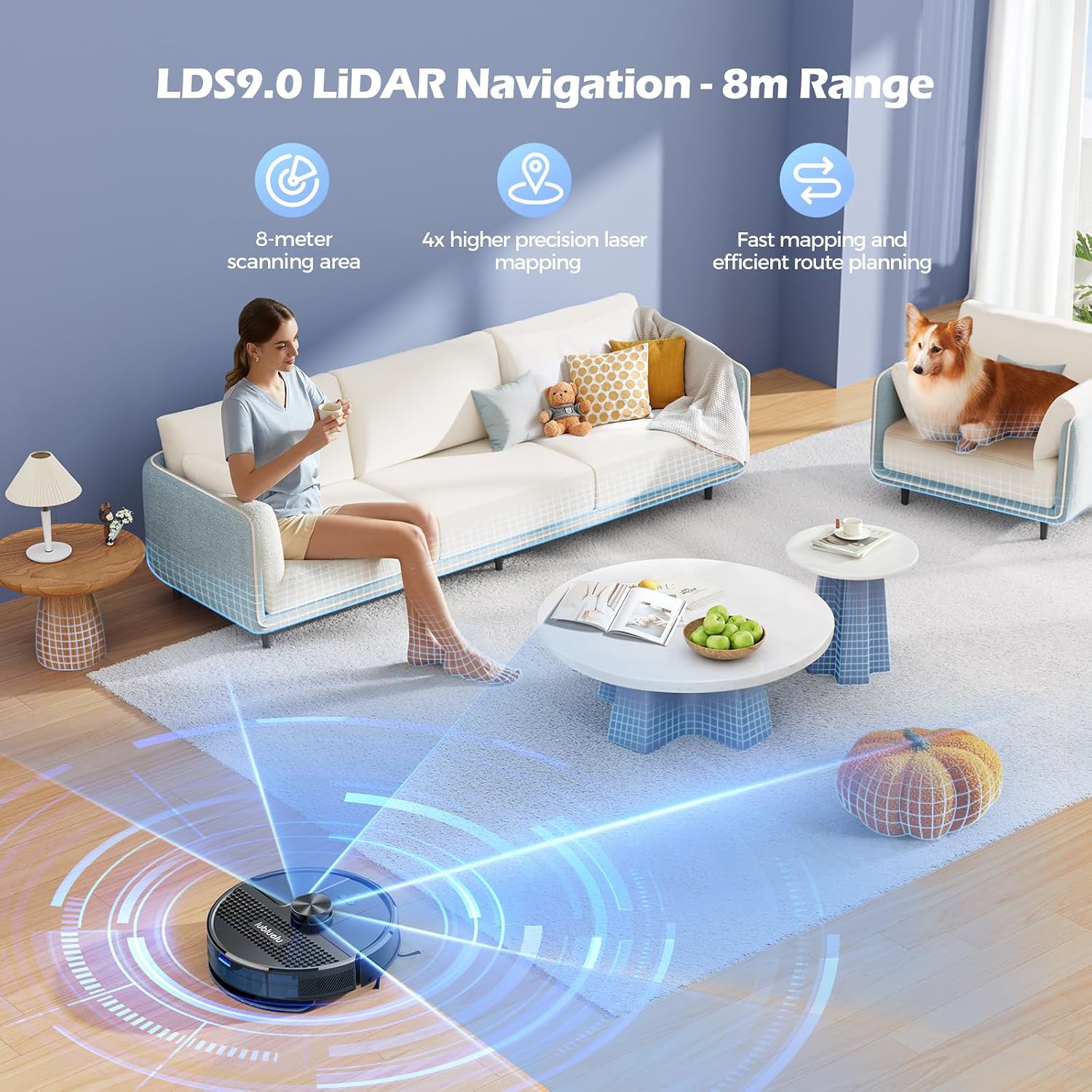 Robot Vacuum And Mop 5500Pa LiDAR Navigation 5 Maps Black