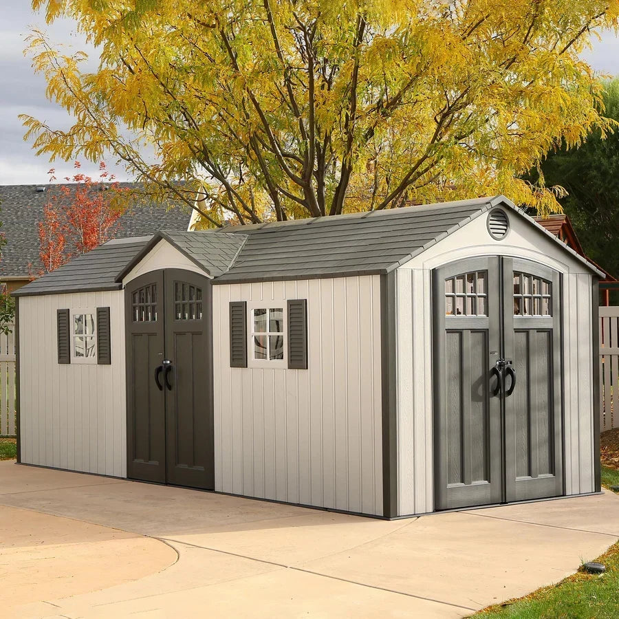 Lifetime 20-Foot x 8-Foot Outdoor Storage Shed 60127 | Heavy-Duty Weather-Resistant Garden & Backyard Storage Building