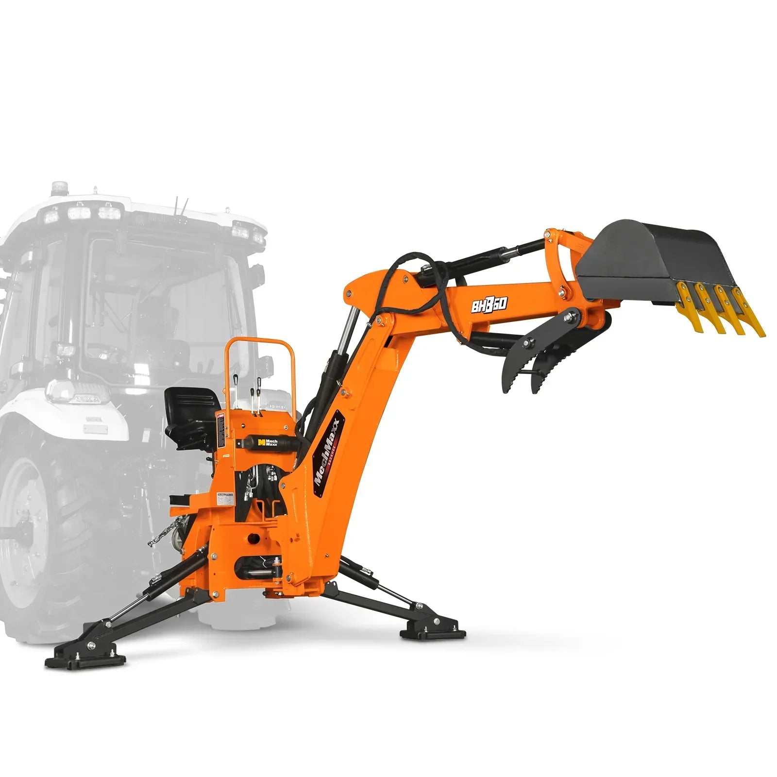 9′ Tractor Backhoe Attachment with Hydraulic Thumb, 15″ Bucket, Self-Contained Pump, for 25-100 HP, Cat. 1&2 Tractor, BH860