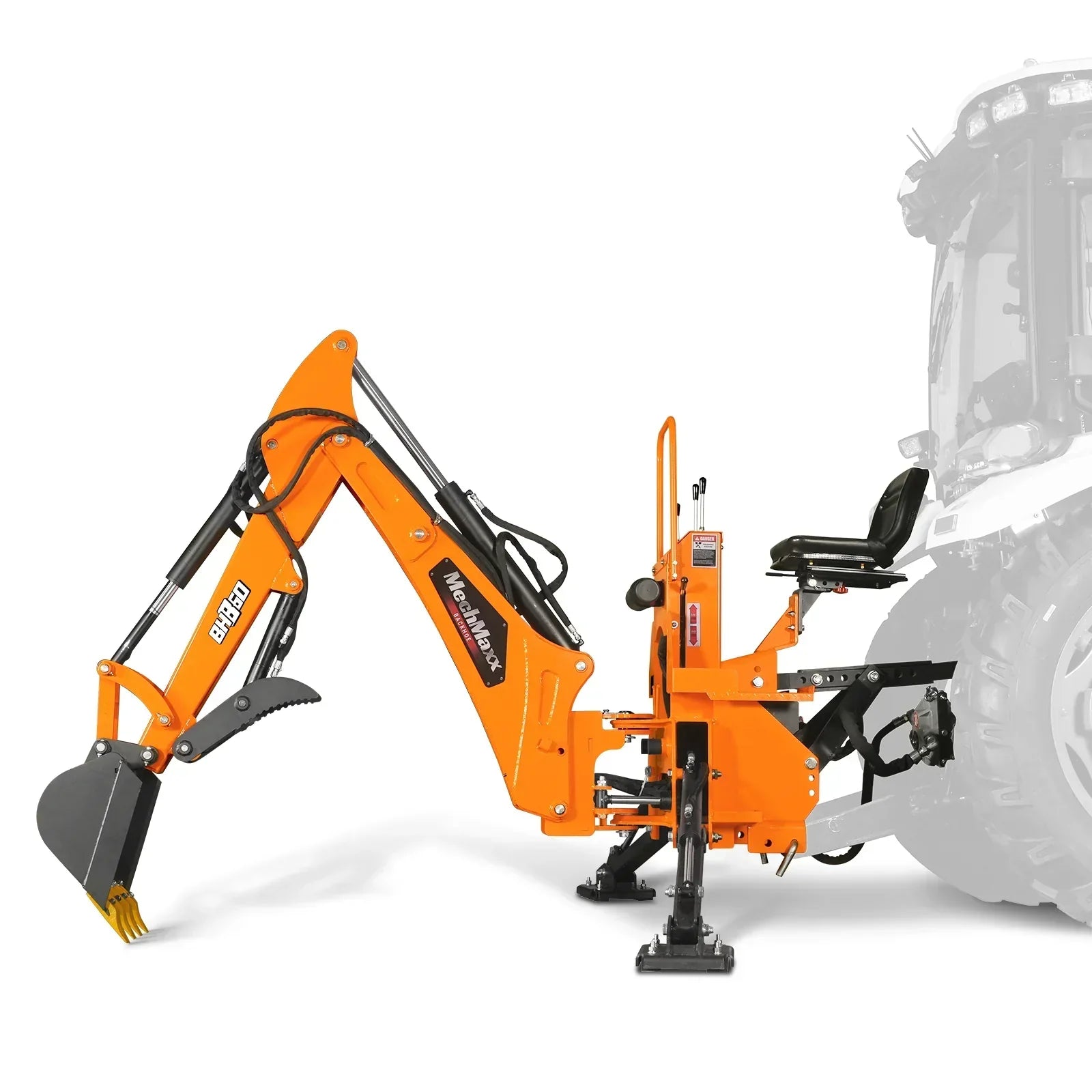 9′ Tractor Backhoe Attachment with Hydraulic Thumb, 15″ Bucket, Self-Contained Pump, for 25-100 HP, Cat. 1&2 Tractor, BH860