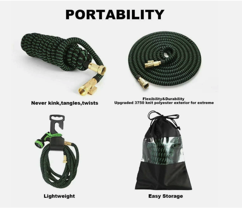 100ft Stronger Expandable Garden Hose Set 4-Layer Latex 10 Spray Nozzles Strong