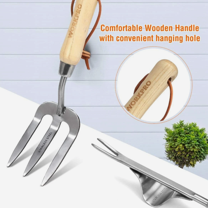 Garden Tools Set 8 Piece, Stainless Steel Heavy Duty Gardening Tools