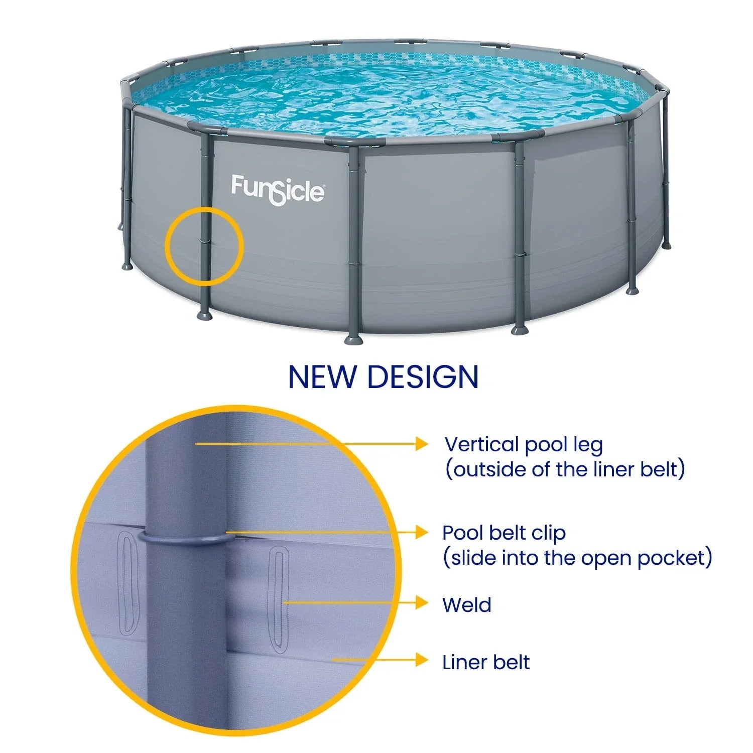 Funsicle Oasis Above Ground Metal Frame Swimming Pool Set – with FB1200S AutoSkimmer Pump, Ladder, Cover, Cloth & Deluxe Maint. Kit, 14′ x 48″, Round, Gray