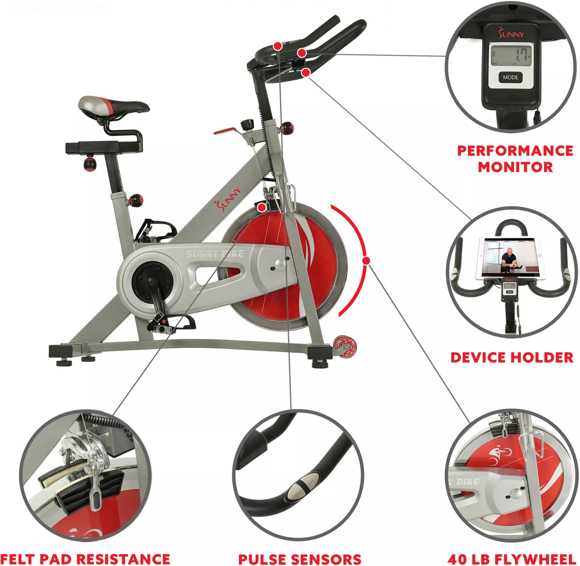 Sunny Health & Fitness Pro II Indoor Stationary Cycle Bike