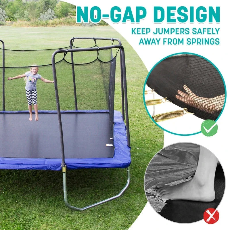 Skywalker Trampolines 15′ x 15′ Square Trampoline with Safety Enclosure Net – Blue Heavy-Duty Outdoor Trampoline for Kids & Adults, Rust-Resistant Steel Frame
