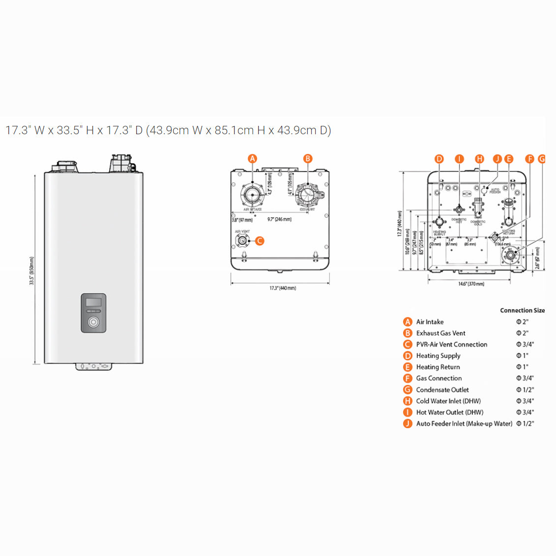 NFC-250/200H – Condensing Combi-Boiler – 199,900 BTU DHW / 210,000 BTU HTG