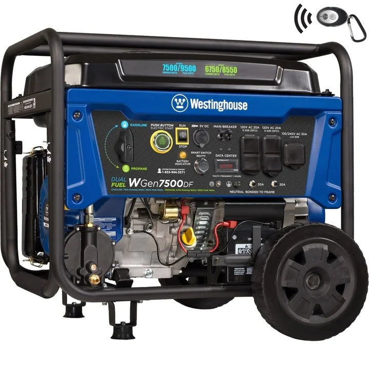 Westinghouse WGen7500DF Dual Fuel Portable Generators.