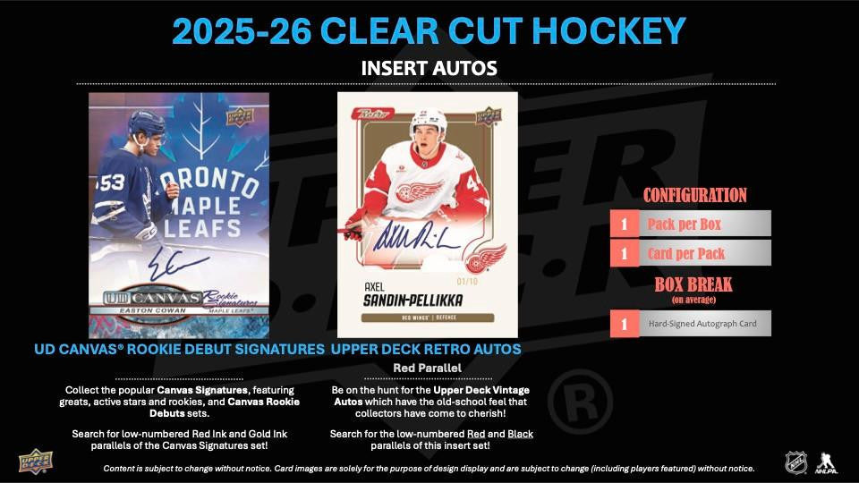 2025/26 Upper Deck Clear Cut Hockey Hobby 15 Box Case