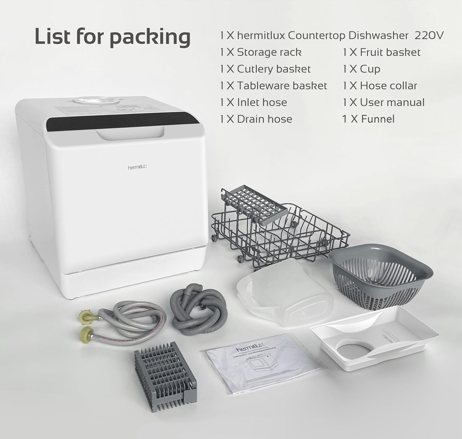 Table Top Dishwasher 5 Place Settings 5L Tank 6 Programmes White