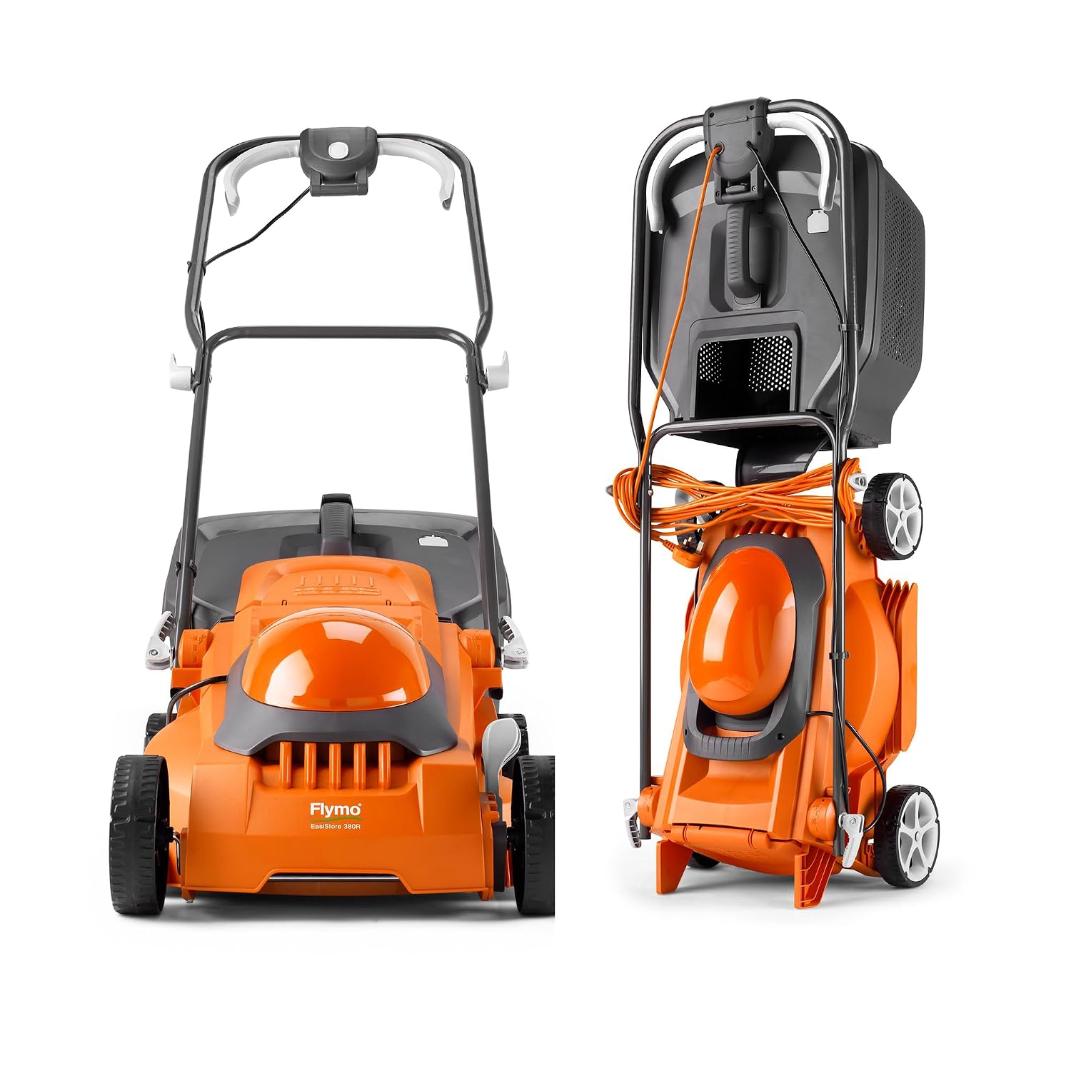 Corded Electric Lawn Mower 1600W 38cm 45L 5 Heights Orange Grey