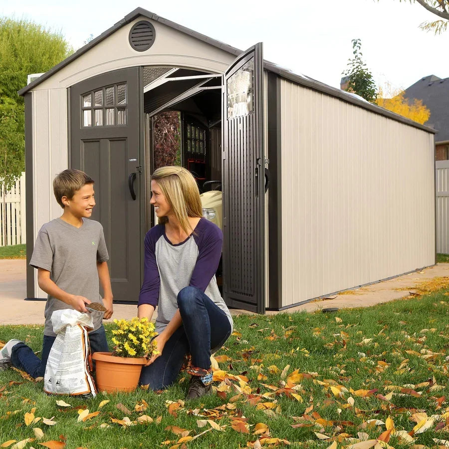 Lifetime 20-Foot x 8-Foot Outdoor Storage Shed 60127 | Heavy-Duty Weather-Resistant Garden & Backyard Storage Building