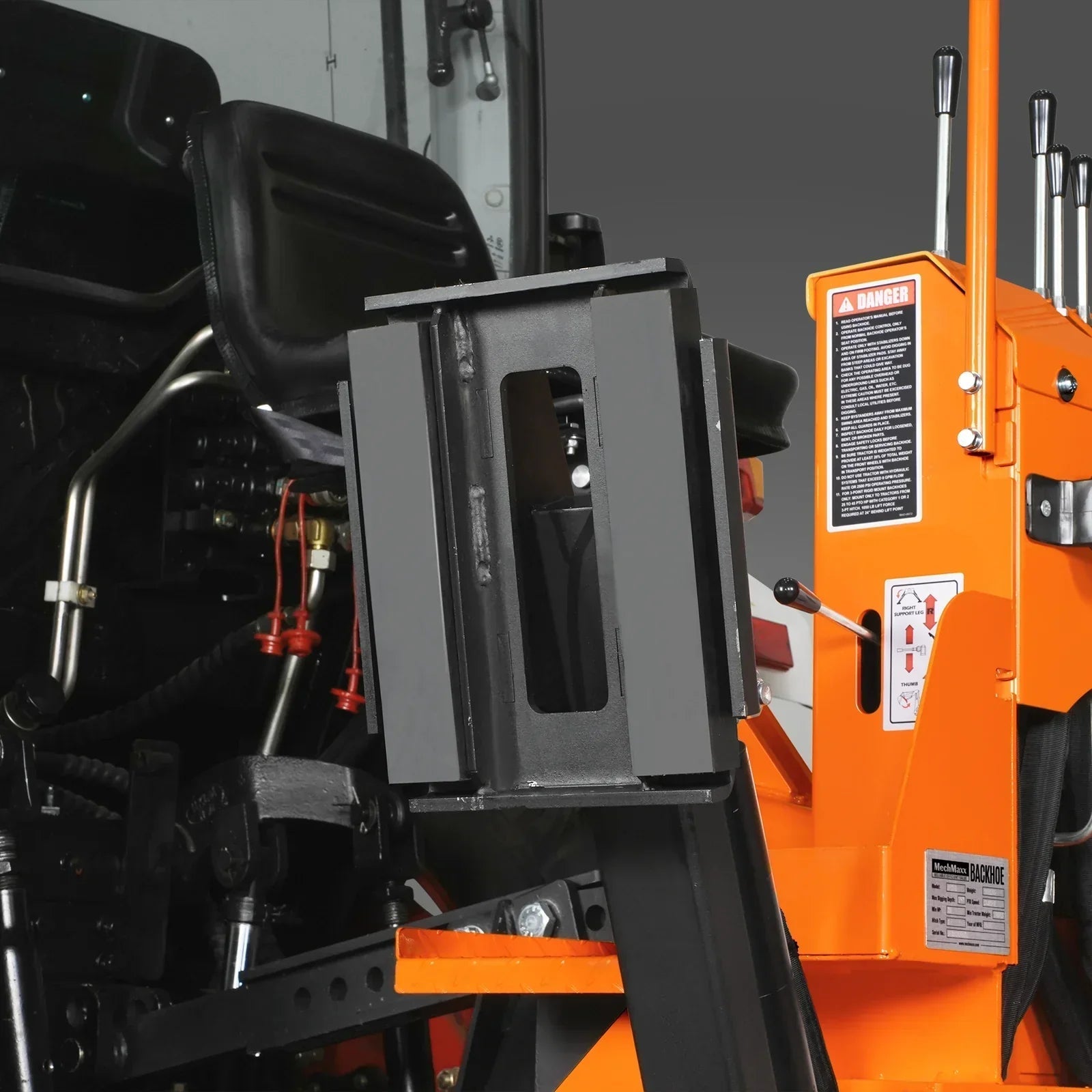 9′ Tractor Backhoe Attachment with Hydraulic Thumb, 15″ Bucket, Self-Contained Pump, for 25-100 HP, Cat. 1&2 Tractor, BH860