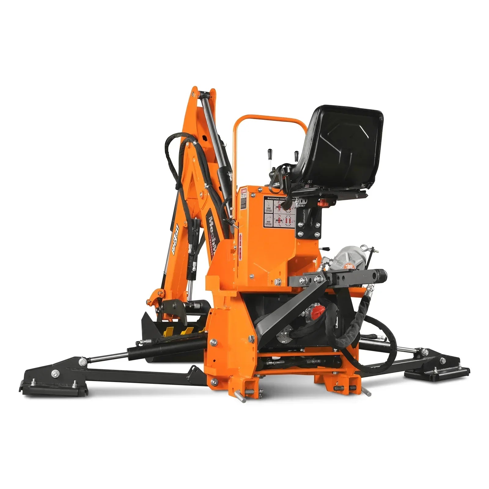 9′ Tractor Backhoe Attachment with Hydraulic Thumb, 15″ Bucket, Self-Contained Pump, for 25-100 HP, Cat. 1&2 Tractor, BH860