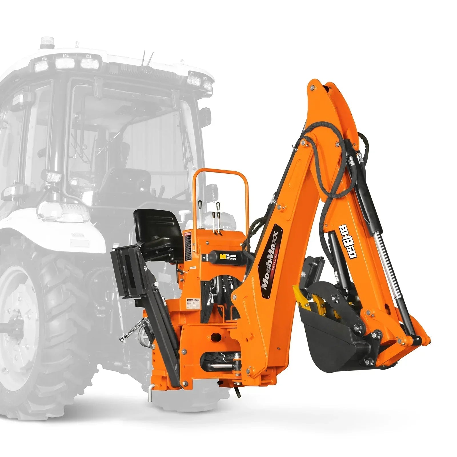 9′ Tractor Backhoe Attachment with Hydraulic Thumb, 15″ Bucket, Self-Contained Pump, for 25-100 HP, Cat. 1&2 Tractor, BH860