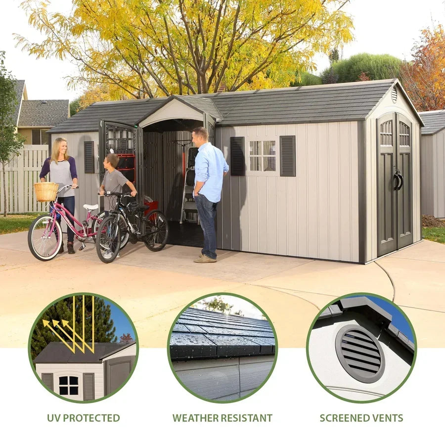 Lifetime 20-Foot x 8-Foot Outdoor Storage Shed 60127 | Heavy-Duty Weather-Resistant Garden & Backyard Storage Building