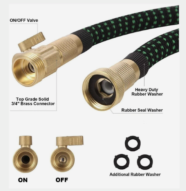 100ft Stronger Expandable Garden Hose Set 4-Layer Latex 10 Spray Nozzles Strong