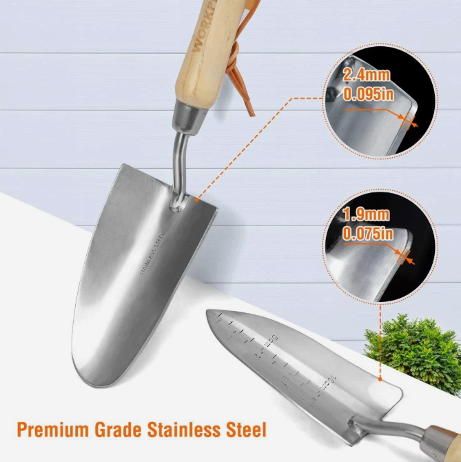 Garden Tools Set 8 Piece, Stainless Steel Heavy Duty Gardening Tools