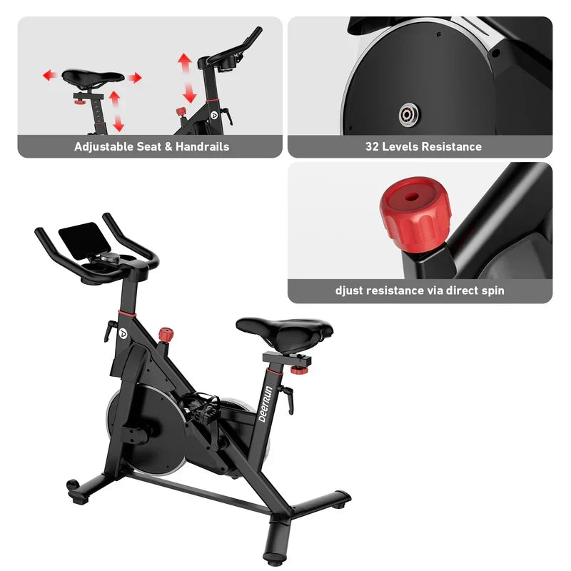 DeerRun S500 Pro King Size Indoor Exercise Bike for Tall Riders 32 Magnetic Adjustable Resistance, LED Screen