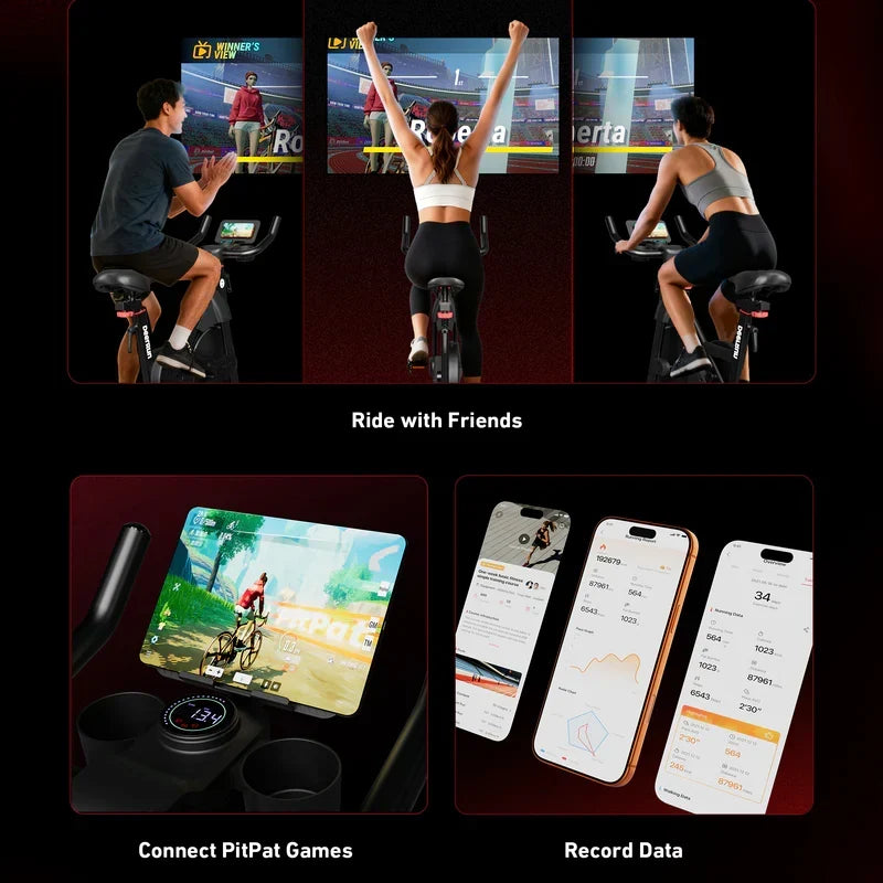 DeerRun S500 Pro King Size Indoor Exercise Bike for Tall Riders 32 Magnetic Adjustable Resistance, LED Screen