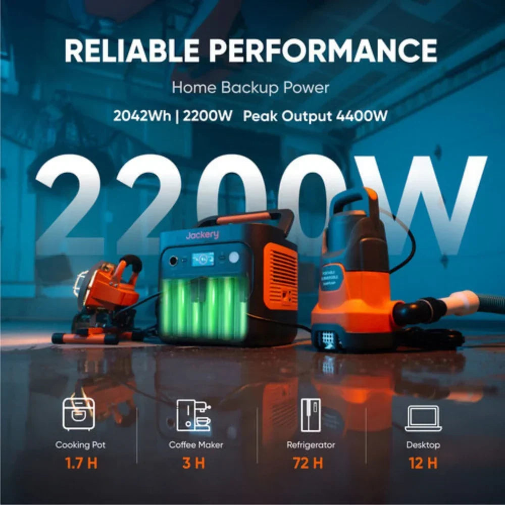 Jackery Explorer 2000 v2 Portable Power Station | 2042Wh | 2200W | 400W Solar Input