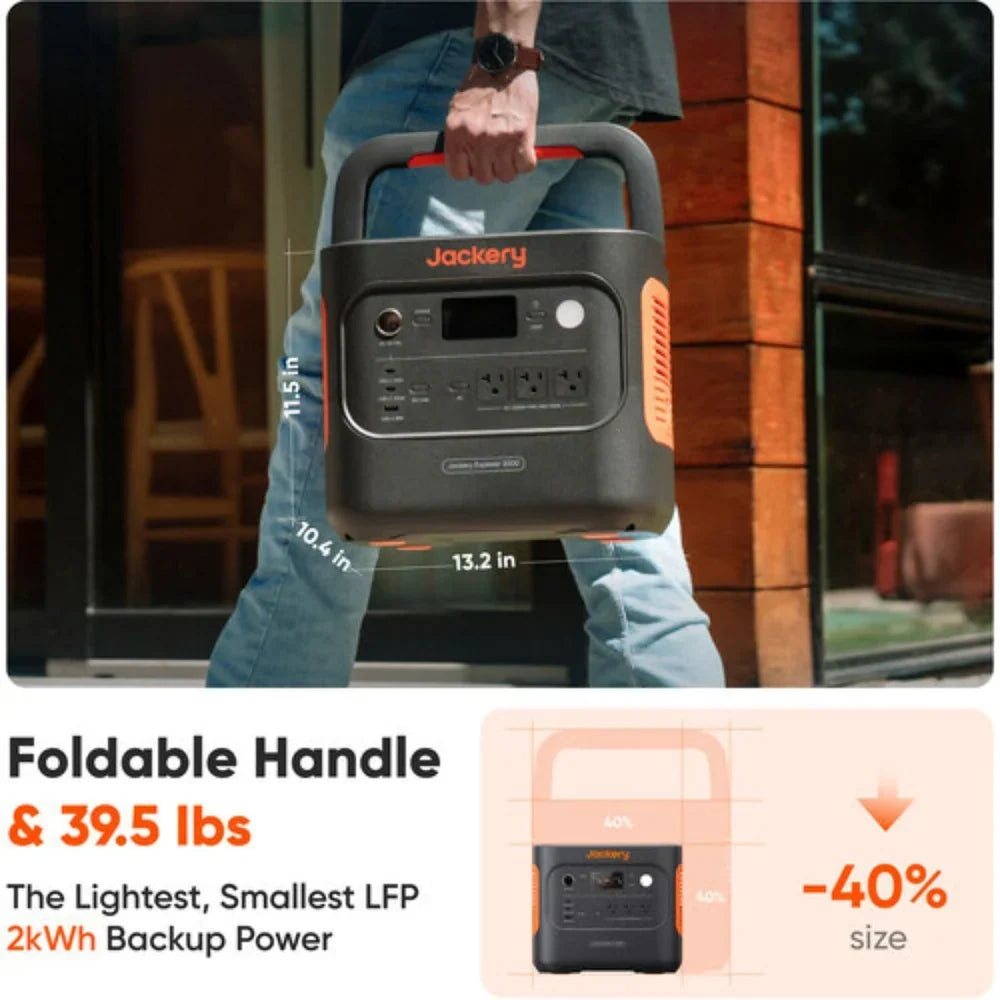 Jackery Explorer 2000 v2 Portable Power Station | 2042Wh | 2200W | 400W Solar Input