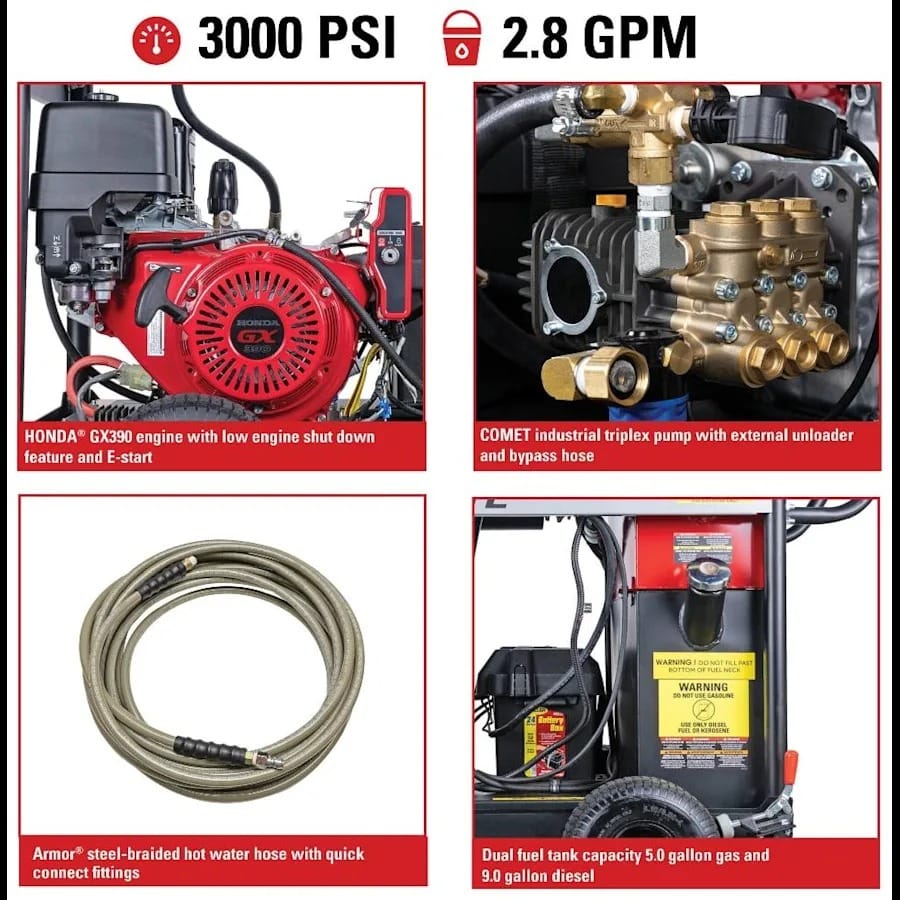 Simpson BB65106 Big Brute Professional 4000 PSI (Gas-Hot Water) Pressure Washer